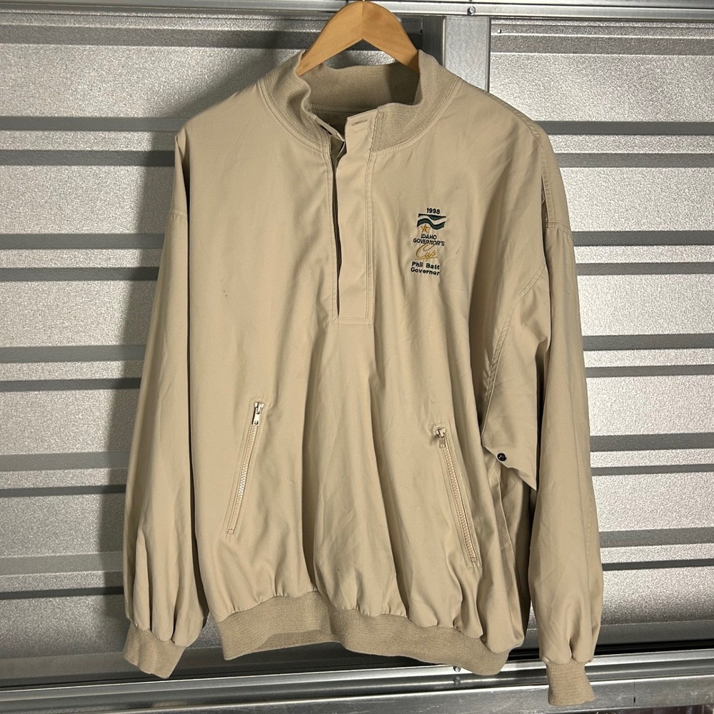 VINTAGE Ash City Windbreaker Mens Large Beige Idaho Governors Cup 1998 Gorpcore